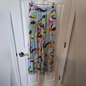 a new day Light Blue Floral Linen Blend Wide Leg Pantswith Multicolor Print